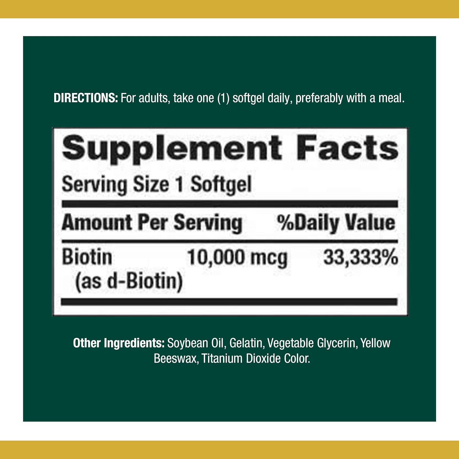 Nature's Bounty Biotin 10,000 mcg Rapid Release Softgels – 120 Softgels (10-Pack) - görsel 2