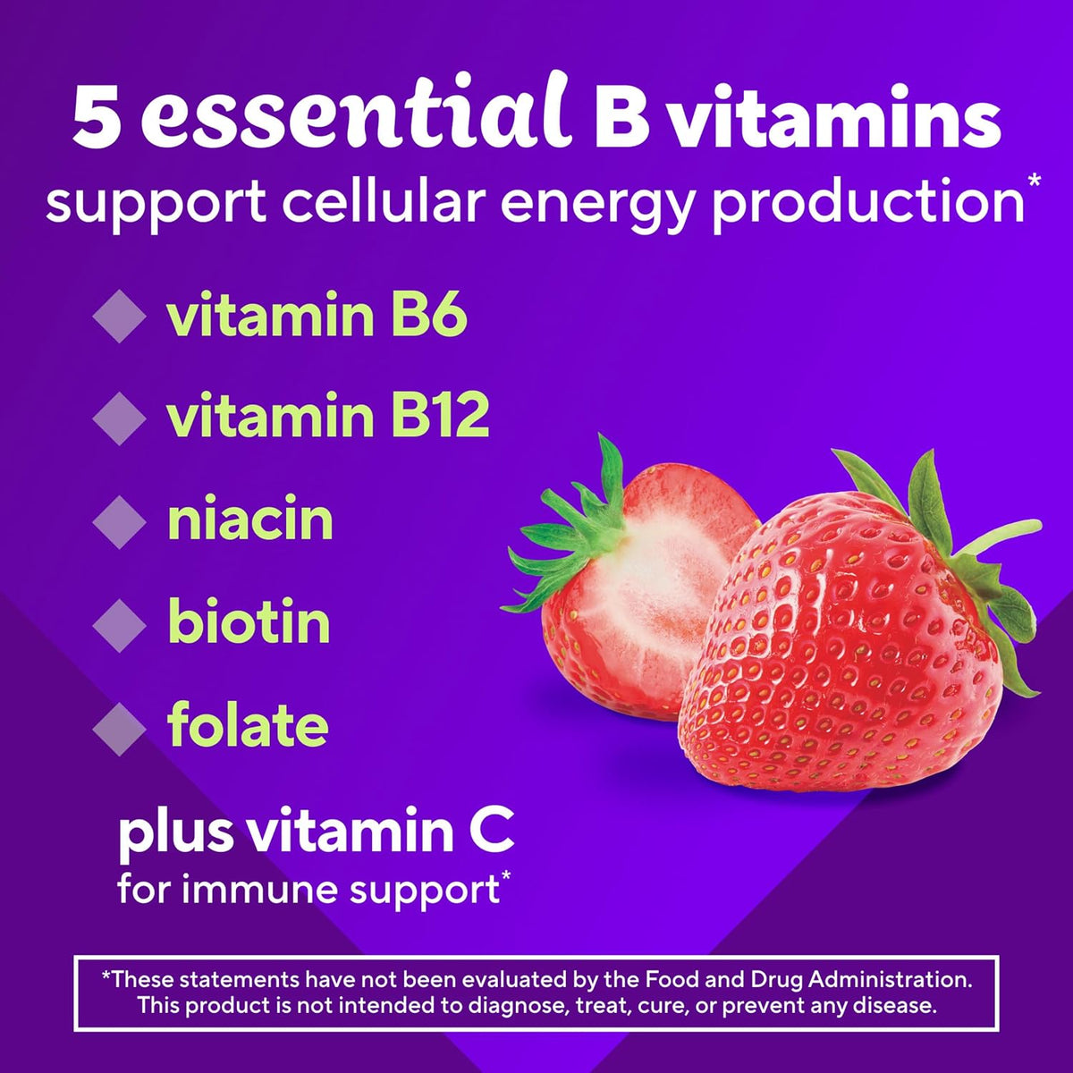 Vitafusion Vitamin B Complex Gummies - Strawberry Flavour - 60 Count - görsel 3