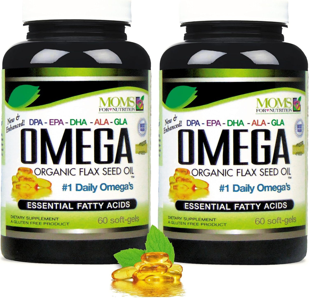 Natural Omega-3-6-9 Blend DPA, EPA, DHA, ALA and GLA - Organic Flax Seed Oil plus Wild Caught Natural Fish Oil - Over 2,800mg Strength - Gluten-free - Made in The USA - 60 Soft gel capsules (Pack of 3) - görsel 3