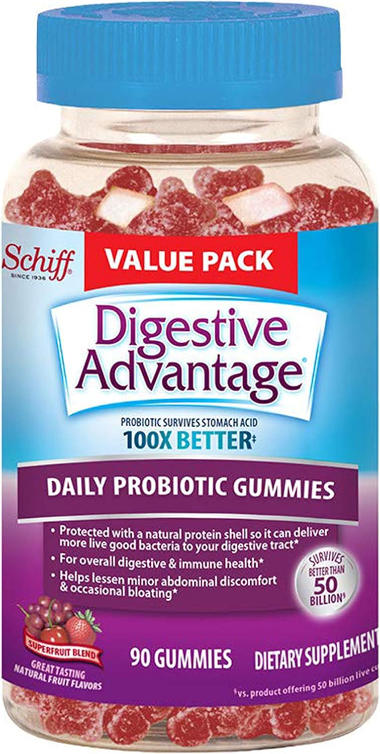 Digestive Advantage Probiotic Gummies for Digestive Health, Superfruit, 90 Count - görsel 1