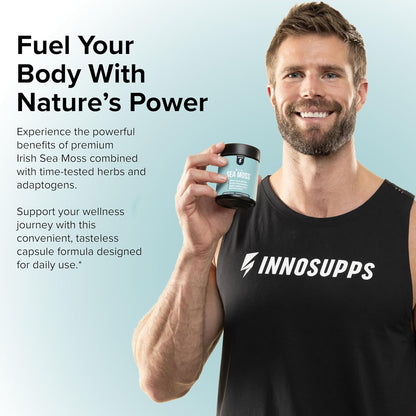 InnoSupps Wild Sea Moss Capsules - Immune Support Food Supplement for Vitality and Gut Health - Daily Minerals for Men and Women (30 Servings)
