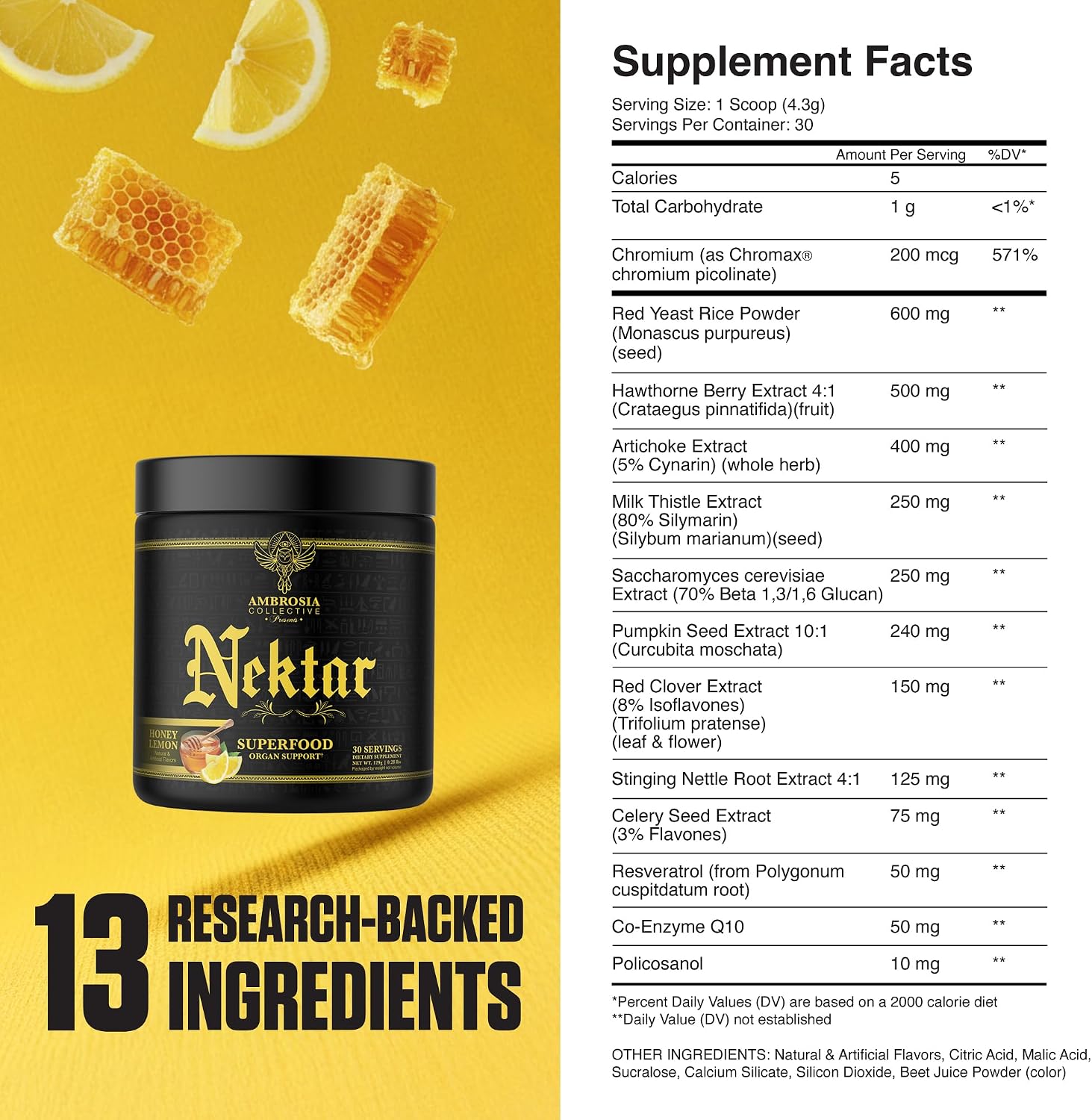 Ambrosia Nektar Superfood Organ & Cycle Support Powder - Honey Lemon - görsel 4