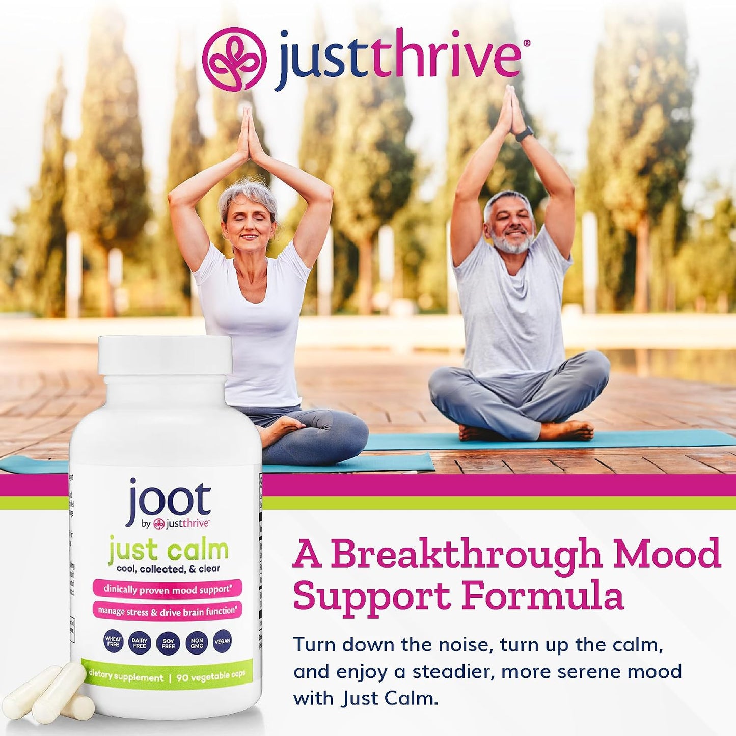 Just Thrive - Just Calm - Cortisol Manager - Calming, Memory and Mood Support Supplement - Vegan, 90 Capsules - görsel 3