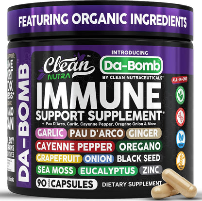 Organic Immune Support with Pau d'Arco, Garlic, Cayenne, Oregano & More - Clean Nutra