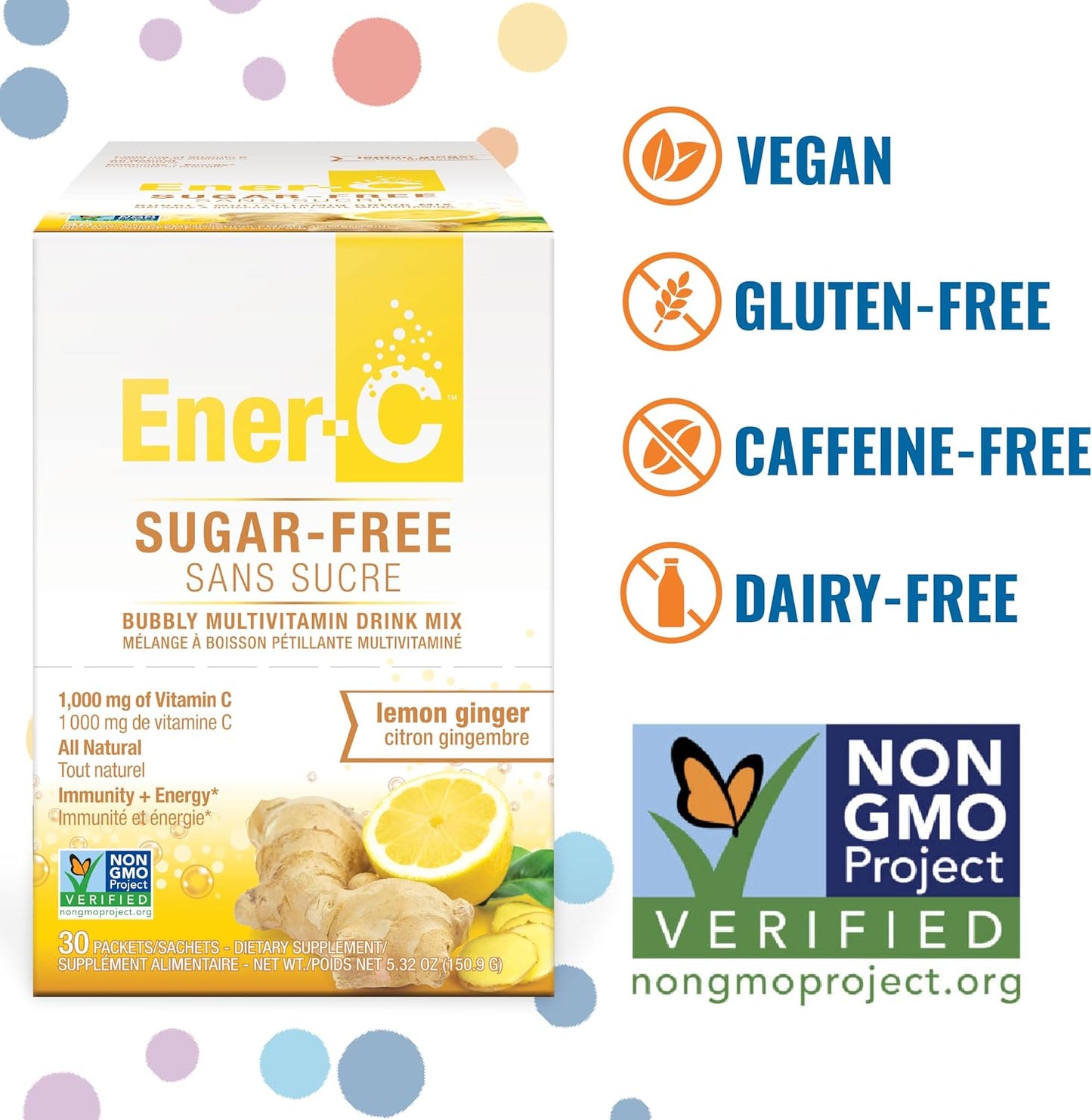 Ener-C Sugar Free Multivitamin Drink Mix – Lemon Ginger (60 Sachets) - görsel 3