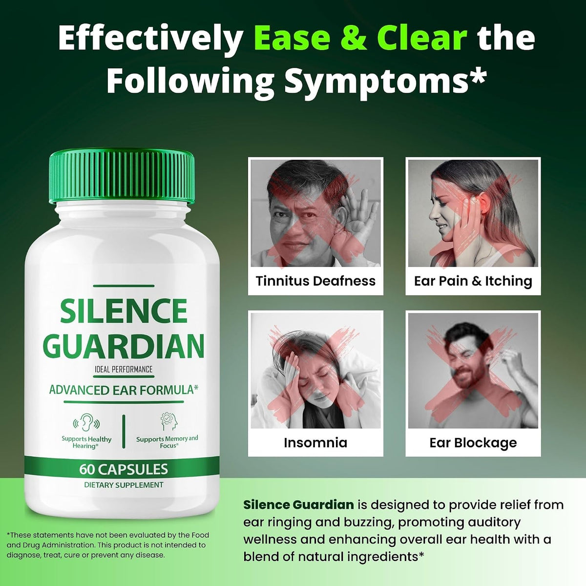Silence Guardian Tinnitus Relief For Ringing Ears Capsule, Silence Guardian Ring Clear Tinnitus Pills, SilenceGuardian Ear Tinnitus Supplement, Ear Ringing Tinnitus, SilenceGuardian Reviews (1 Pack) - görsel 5