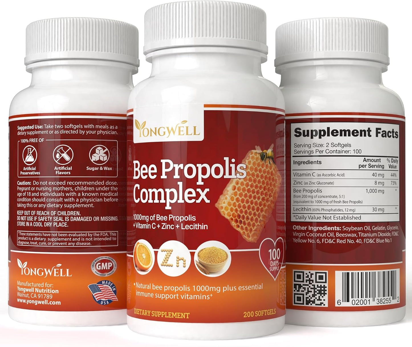 YongWell Super Bee Propolis Complex High Concentrate Propolis – 200 Capsules - görsel 3