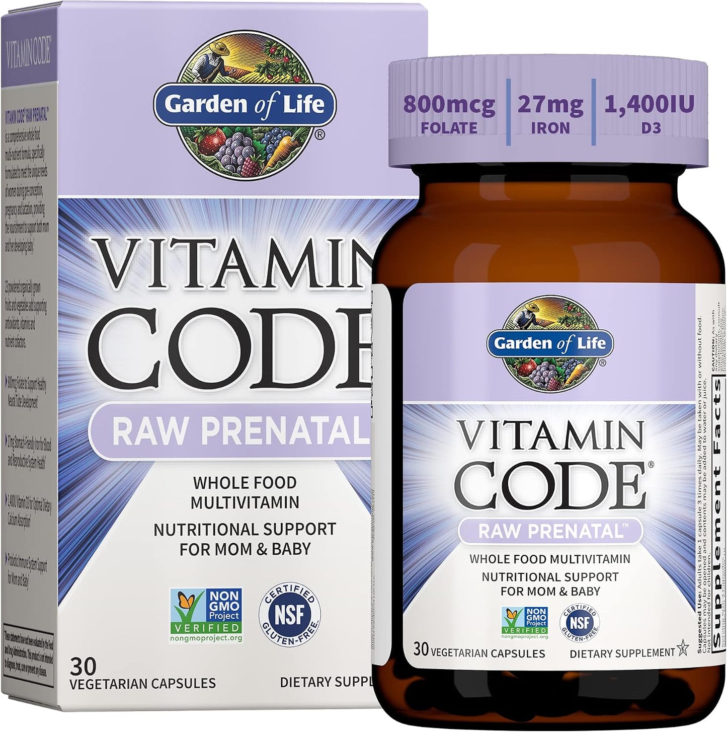 Garden of Life Vitamin Code Raw Prenatal Multivitamin, 60 Day Supply - görsel 10