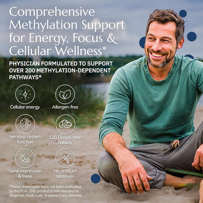 Neurobiologix Methylation Complete – Methylated B Complex with Methylfolate, Vitamin B12 & B6 – 120 Chewable Tablets