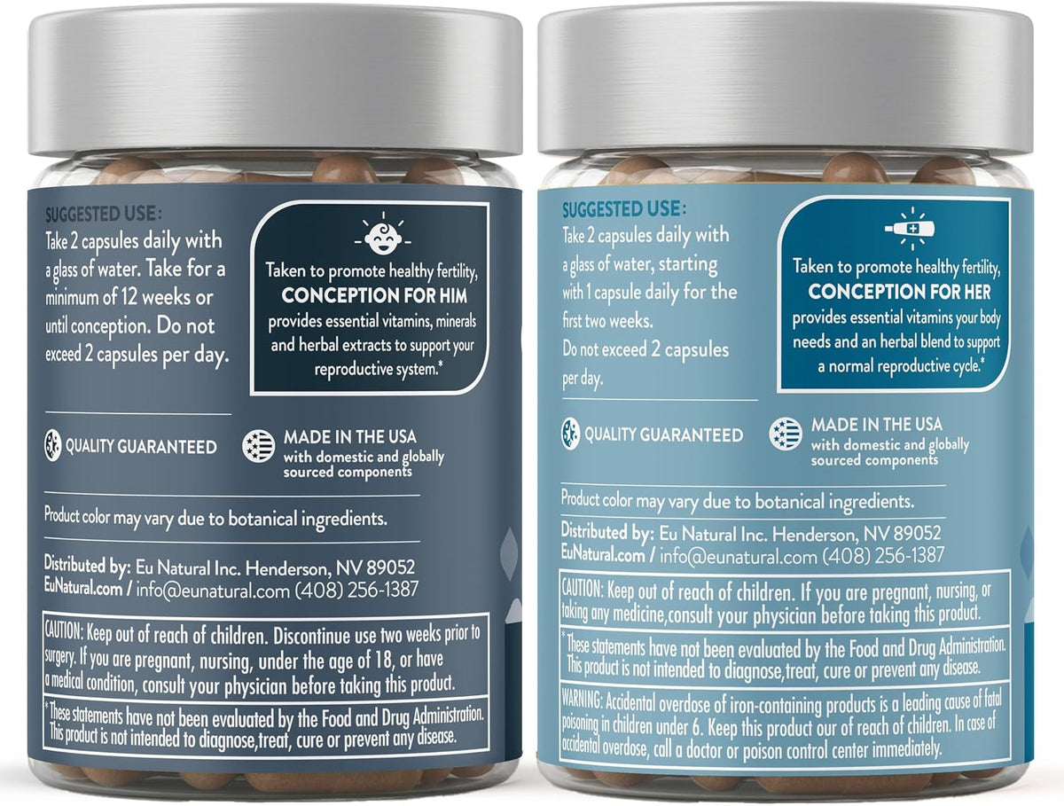 Eu Natural Conception for Her & Conception for Him Bundle - Fertility Supplements for Couples - 120 Vegan Capsules - görsel 9