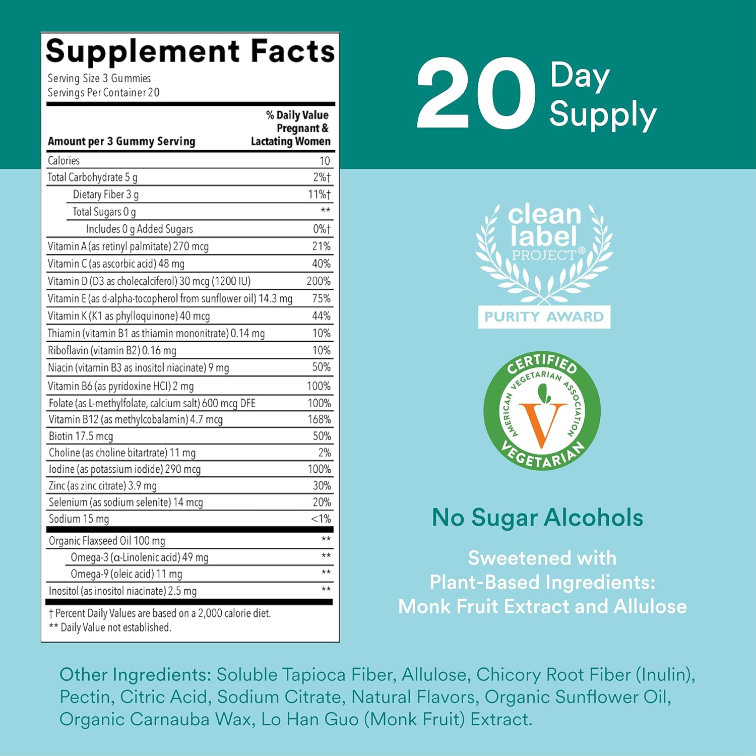 SmartyPants Prenatal Sugar Free Multivitamin Gummies with Methylfolate & Omega 3 - görsel 2