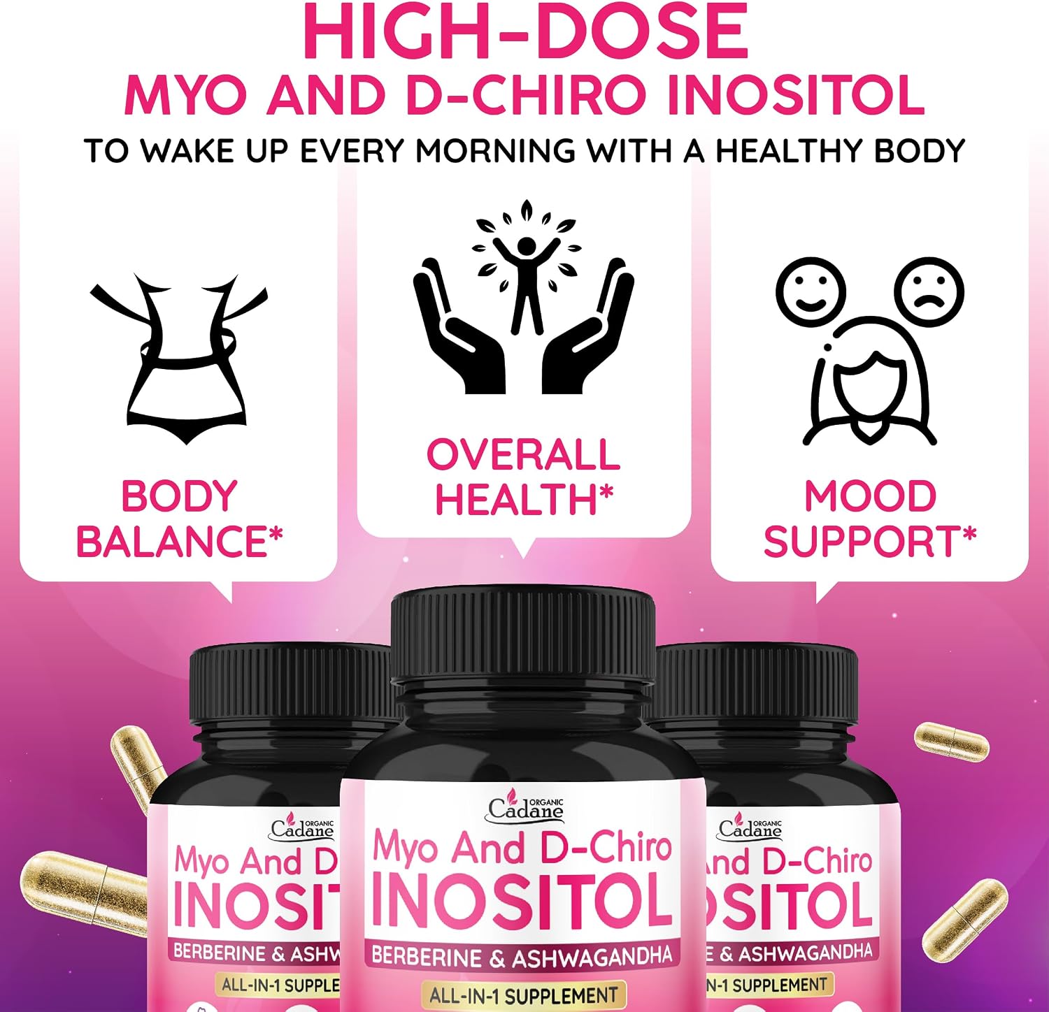 Organic Cadane Myo and D-Chiro Inositol Capsules for Women – 90 Capsules - görsel 5