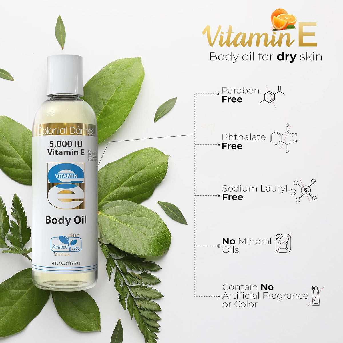 Colonial Dames 5,000 IU Vitamin E Oil Blend Skin Therapy Oil for Whole Body Vitamin E Body Oil for Hydrated Healthy Skin - görsel 2