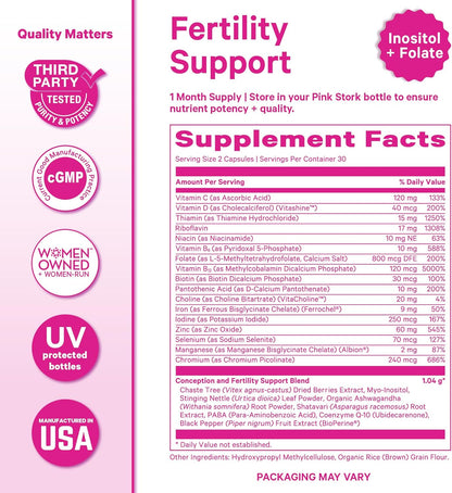 Pink Stork Fertility Bundle for Women – Conception Tea and Prenatal Vitamin Support with Inositol, Vitex, Folate and Ashwagandha – Supports Hormone Balance, Cycle Health and Preconception Wellness