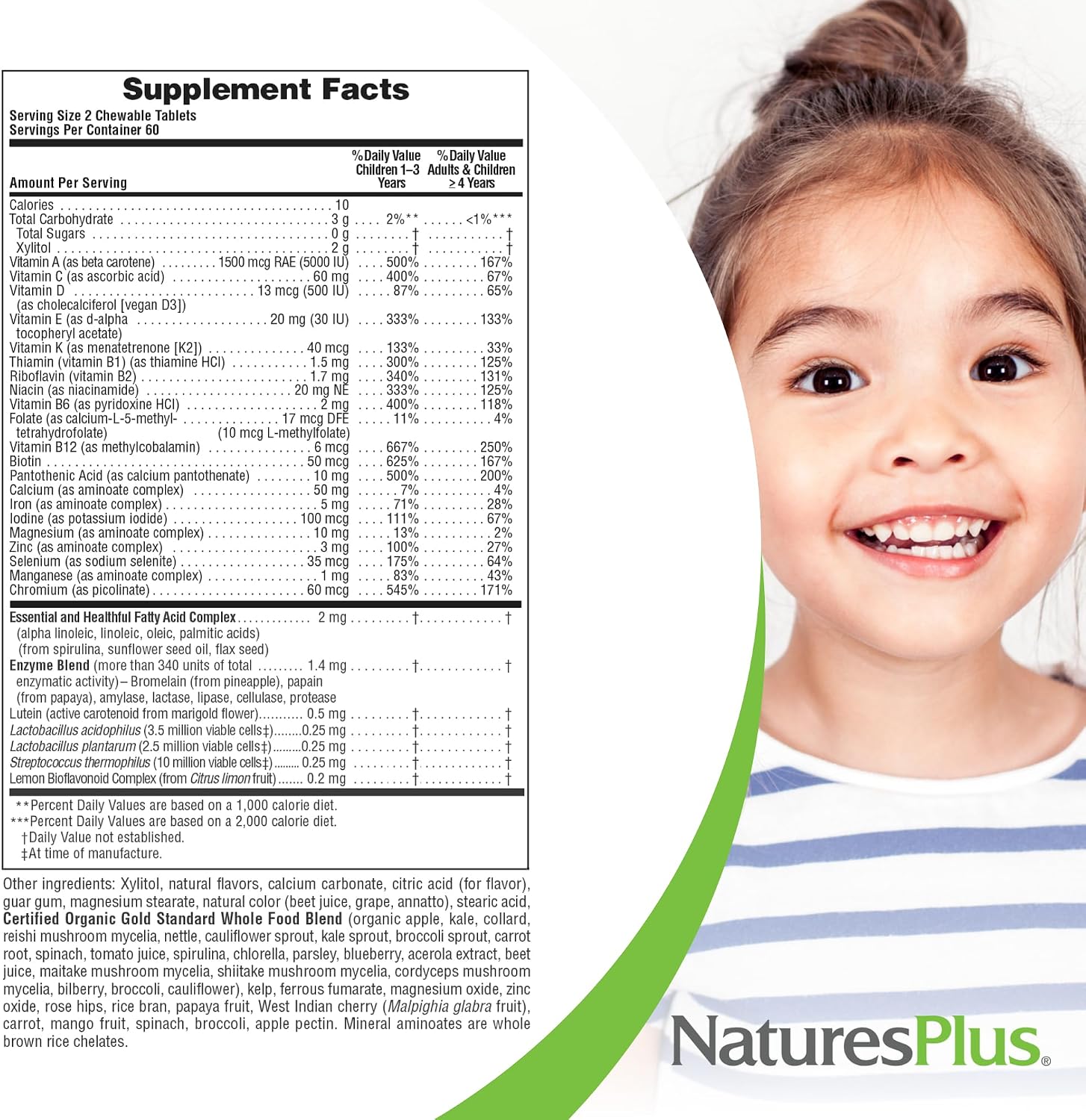 NaturesPlus Animal Parade Gold Children's Multivitamin - 120 Animal-Shaped Chewable Tablets - Assorted Cherry, Orange & Grape Flavours - Vegan, Gluten-free - görsel 5