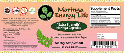 Moringa Extra Strength Capsules 120 – Moringa Oleifera, Amla & Black Pepper