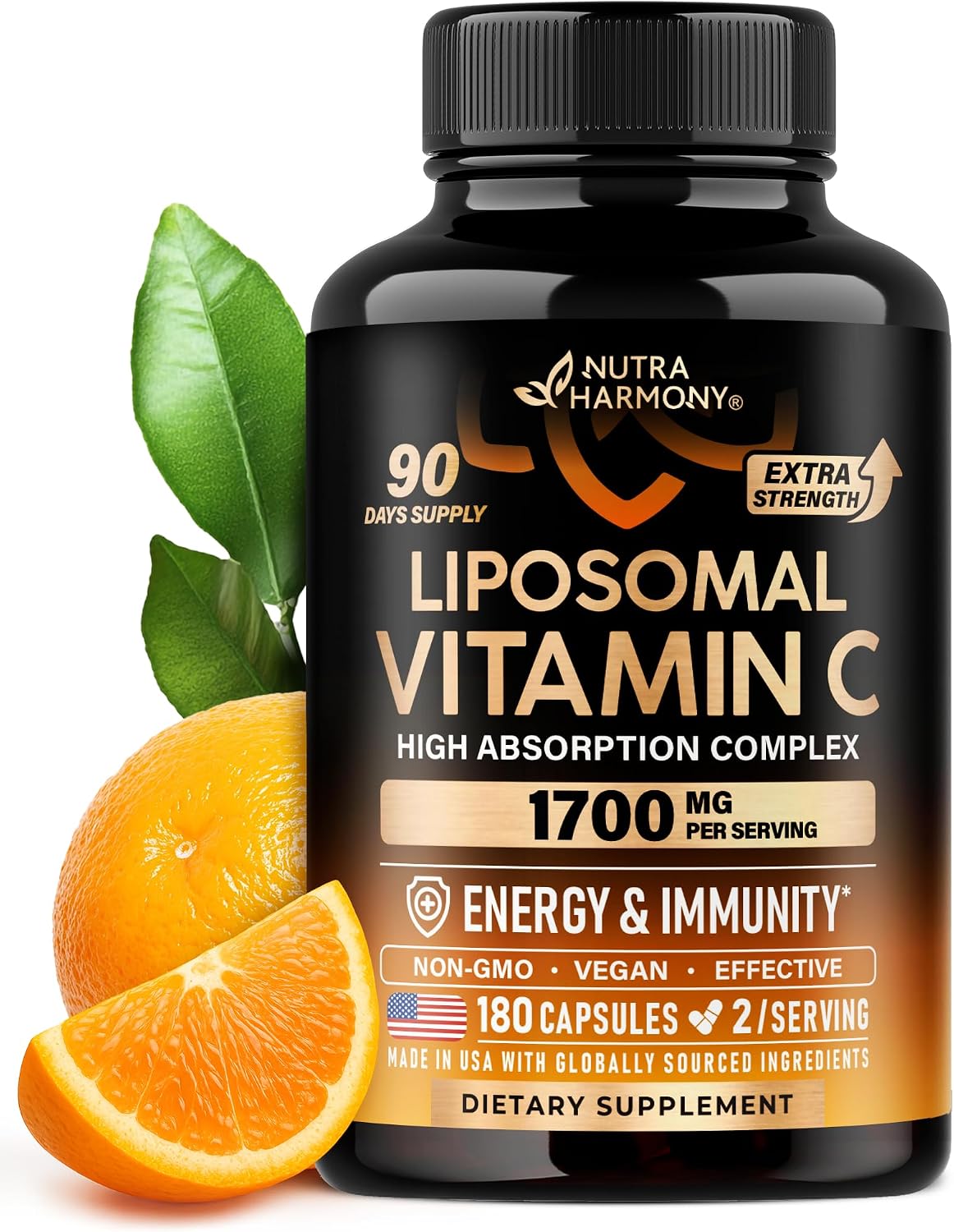 Liposomal Vitamin C 1700 mg - High Absorption Fat Soluble Complex - 180 Capsules - görsel 1