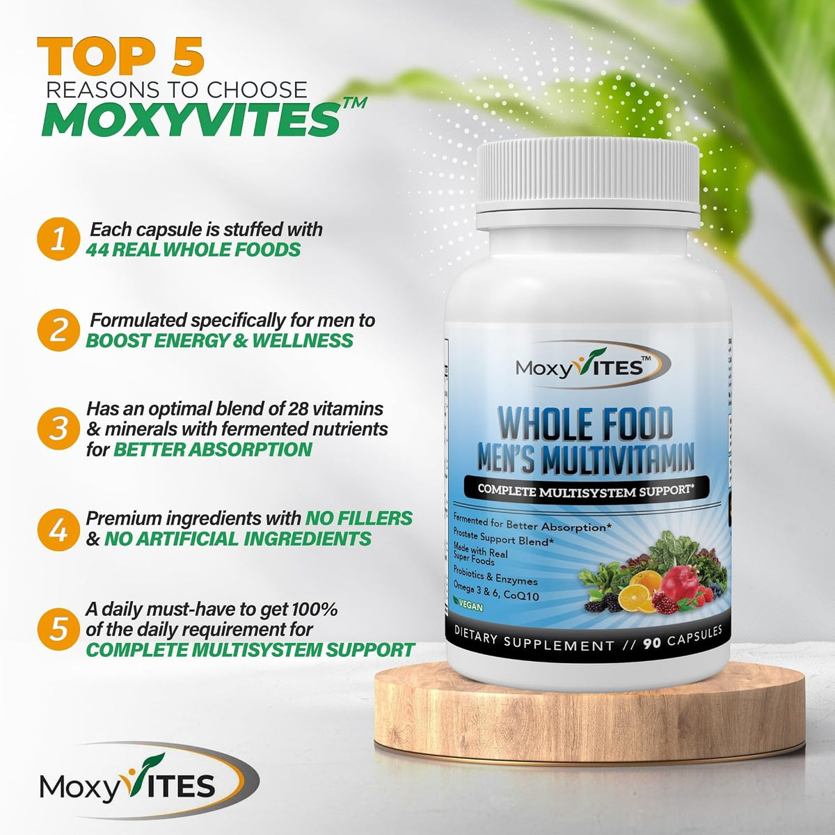 Methylated Men's Multivitamin with 44 Organic Whole Foods & Fermented Nutrients - görsel 8