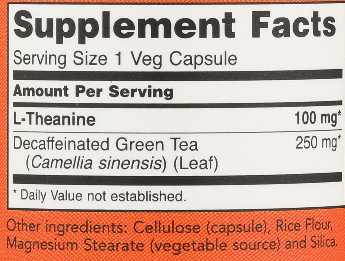 NOW Foods L-Theanine 100mg, 90 Capsules - görsel 3