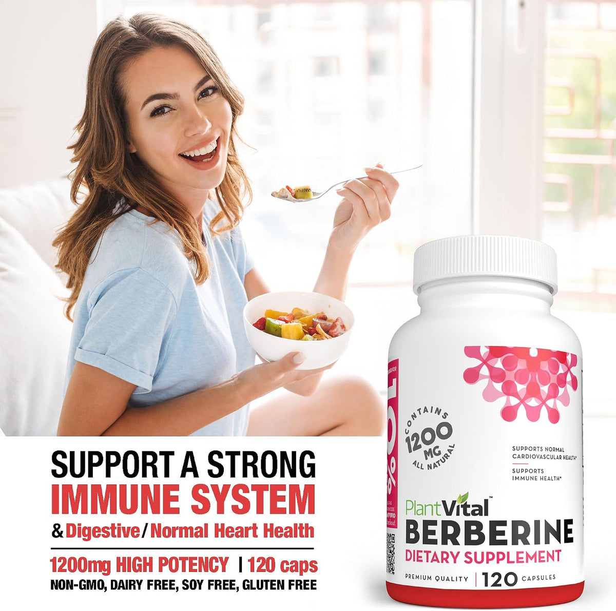 Plantvital Berberine 1200mg (per 2 Capsules) – Immune & Heart Support, 120 Capsules, Non-GM, Vegan, Gluten-free - görsel 5