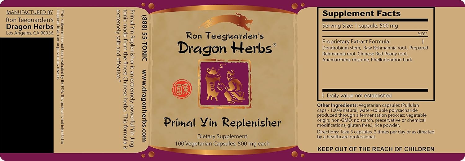 Dragon Herbs Primal Yin Replenisher - 500 mg, 100 Capsules - görsel 2