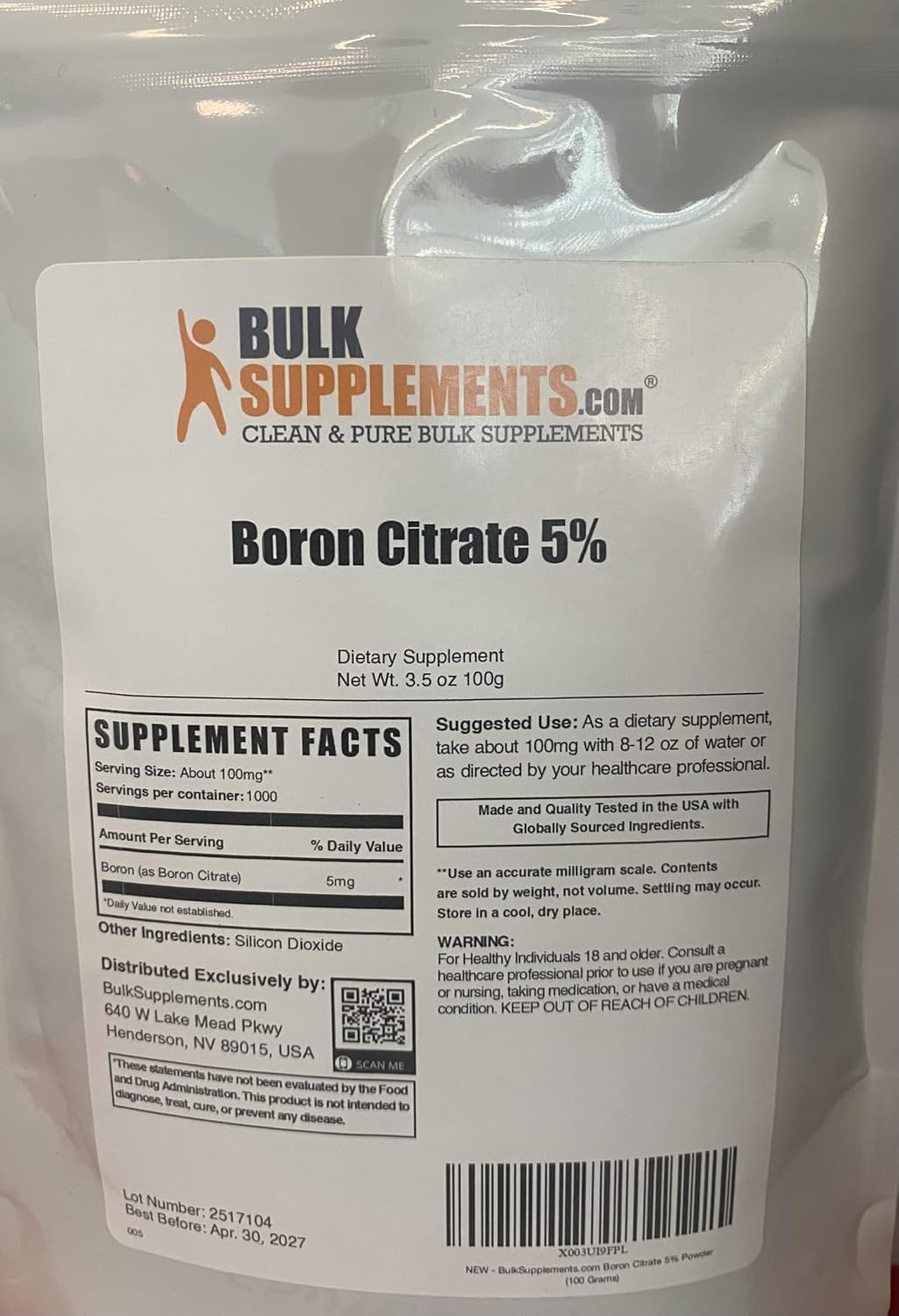 BulkSupplements Boron Citrate Powder – 100 g - görsel 7
