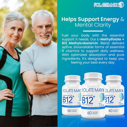 L-Methylfolate 7.5mg Plus Methylcobalamin B12 – 60 Capsules – Active 5-MTHF for Mood, Methylation & Cognitive Support