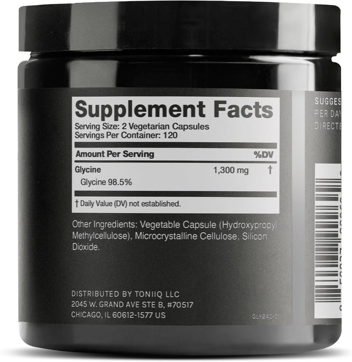 Toniiq 1300mg Glycine Supplements - 4 Month Supply - Min. 98.5%+ Tested Purity - Ultra High Strength - 240 Vegetarian Capsules - görsel 2