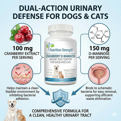 Nutrition Strength Cranberry D-Mannose for Dogs, Urinary Tract and Immune Support, 150 Chewable Tablets