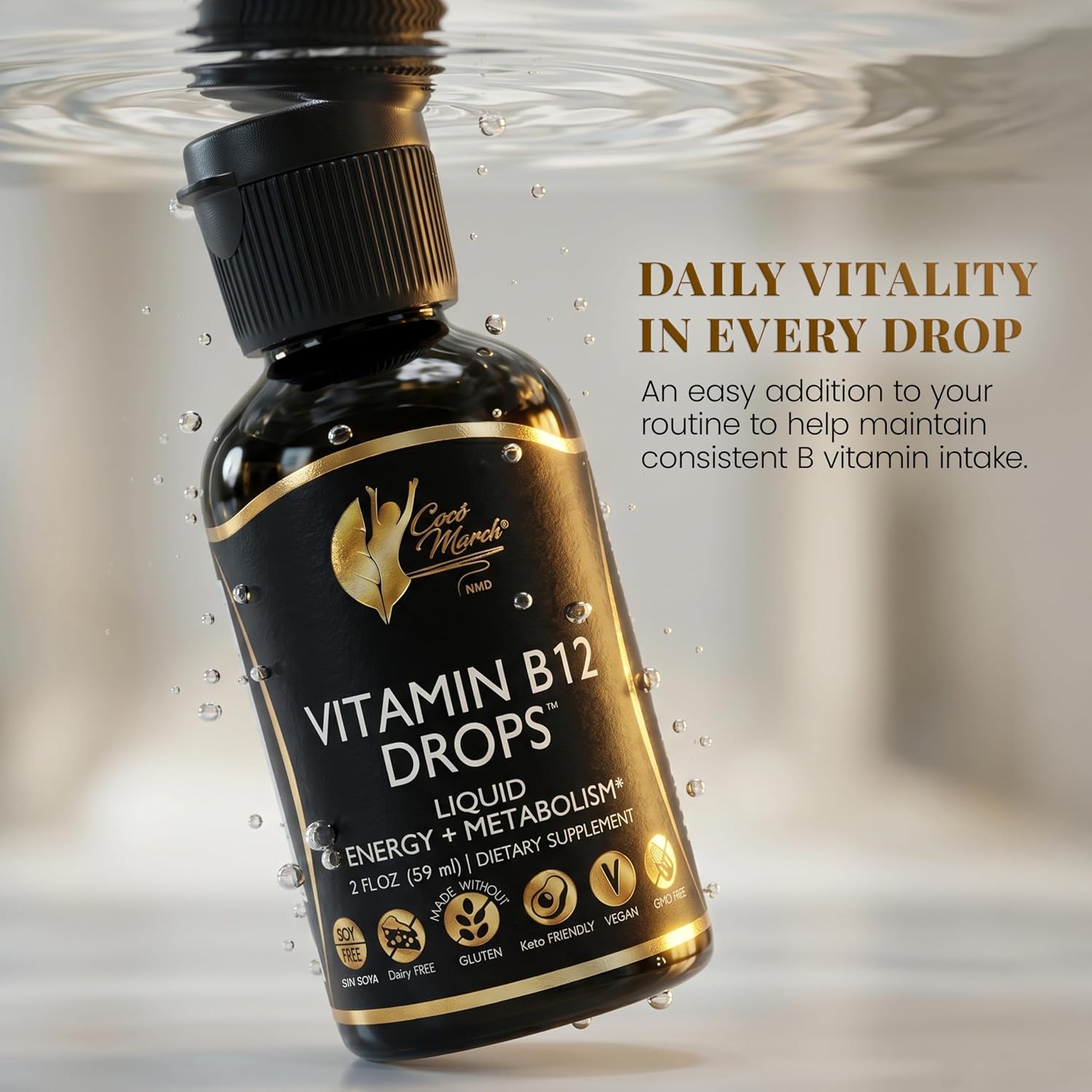 Cocó March N.M.D Liquid Vitamin B12 Drops with B1, B2, B6, B12 & Vitamin C – Energy, Metabolism and Immune Support – 59 ml (2 fl oz) - görsel 3