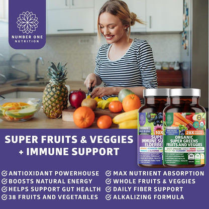 N1N Premium Organic Super Fruits & Veggies + Immune Support - 120 Capsules