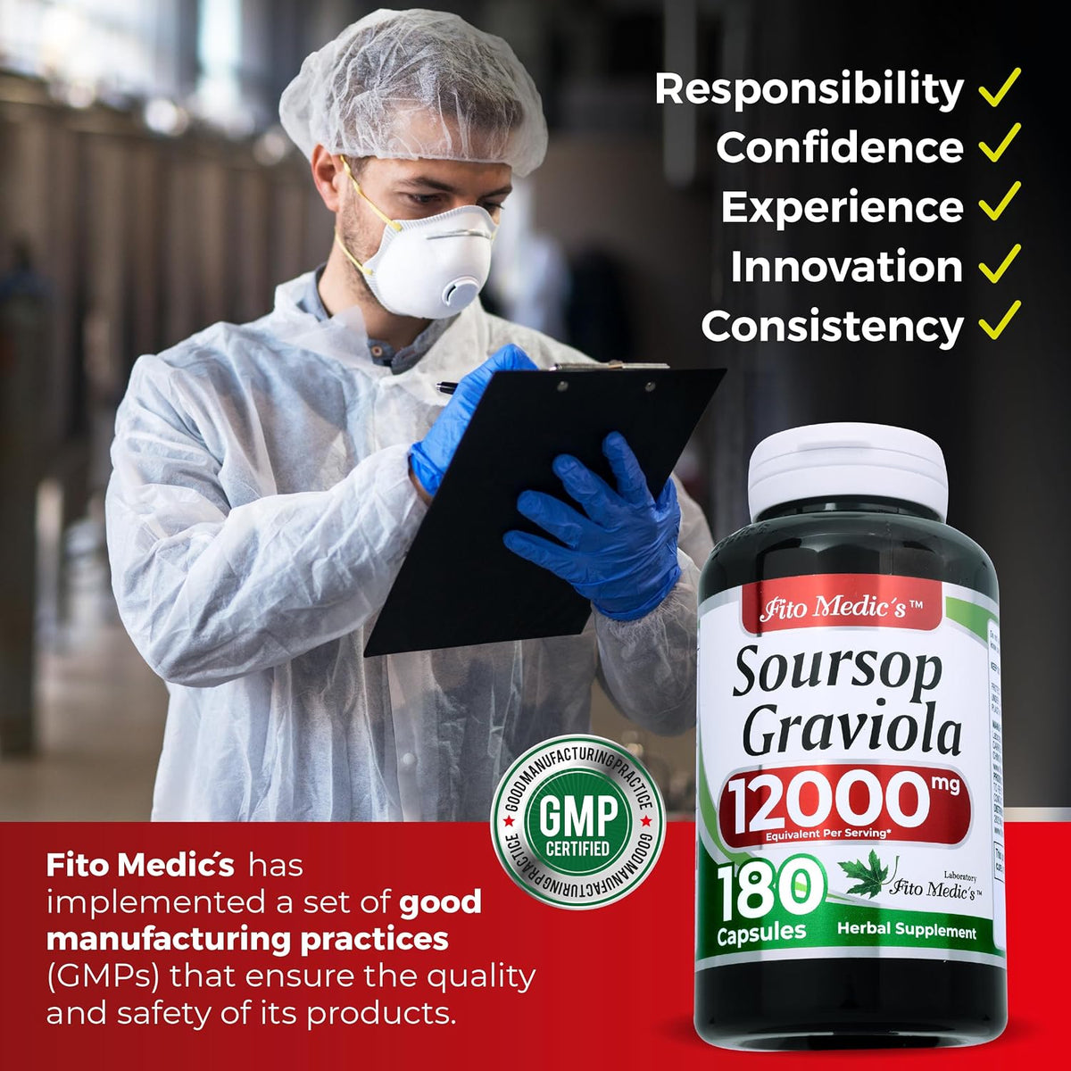 FITO MEDIC'S Lab Soursop Supplement - Graviola - 180 Capsules - görsel 6