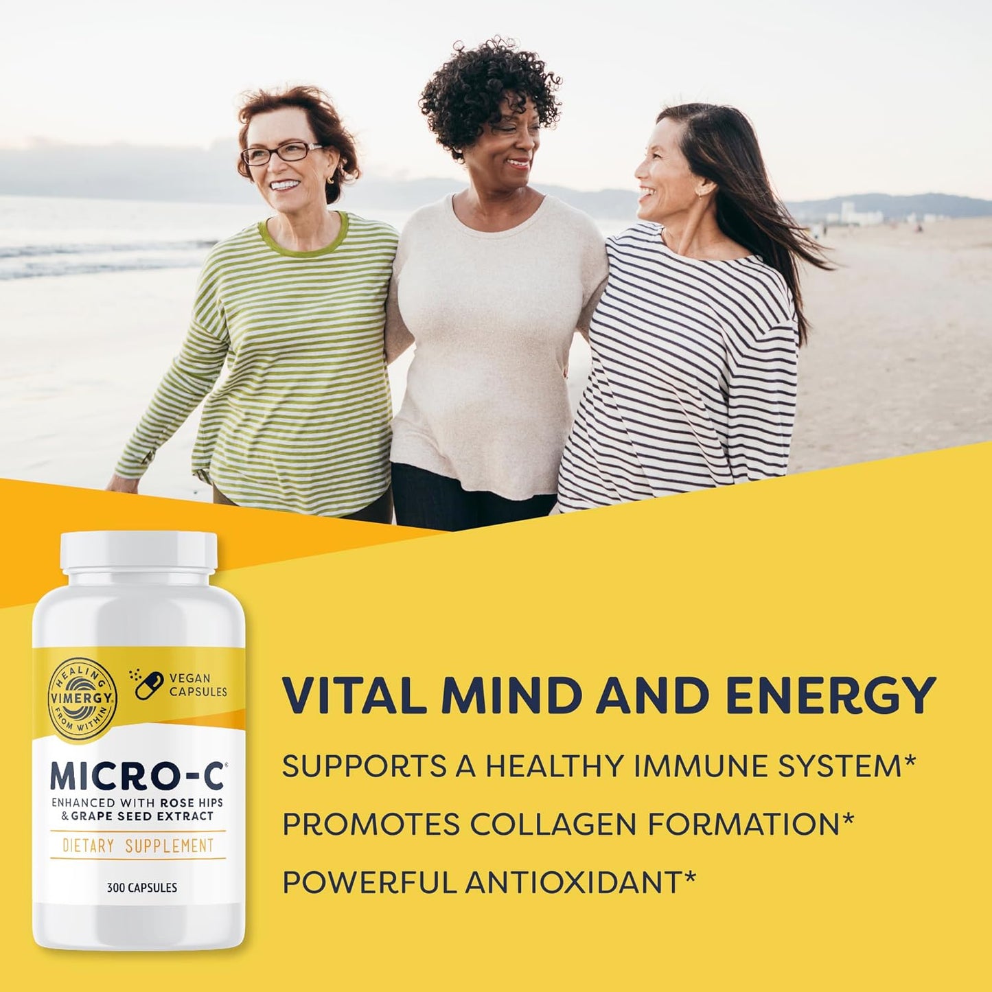 Vimergy Micro-C Vitamin C Capsules – 500mg – Immune & Collagen Support – Kosher, Vegan, Gluten-Free – 300 Capsules - görsel 2