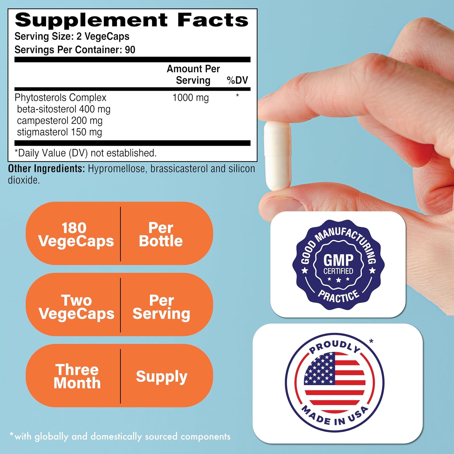 Health Thru Nutrition Ultra Strength Beta Sitosterol | 1,000mg Phytosterols Complex 400mg Beta | Non-GM Vegan (180 Capsules) - görsel 2