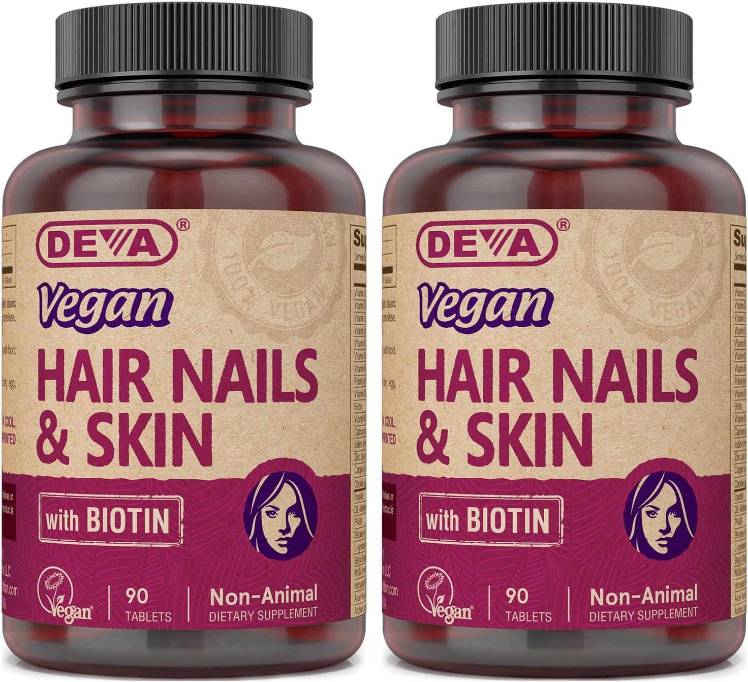 DEVA Vegan Hair, Nails & Skin Vitamins & Minerals with Biotin - 90 Tablets - görsel 10