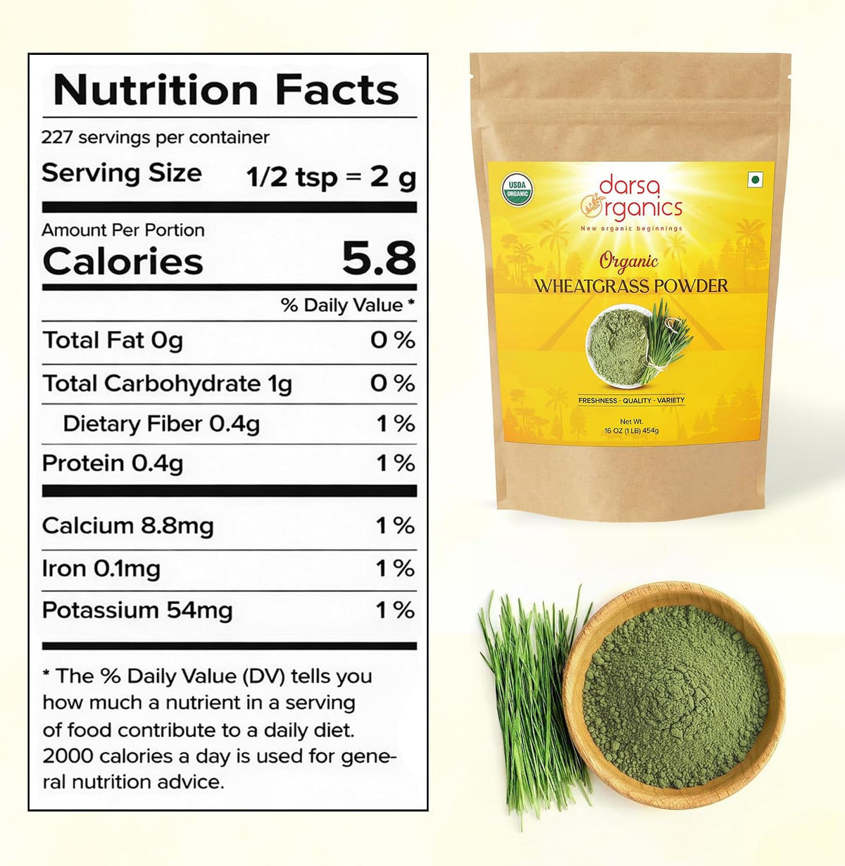 Wheatgrass Powder 454g - Certified Organic, Non-GM, Vegan - görsel 2