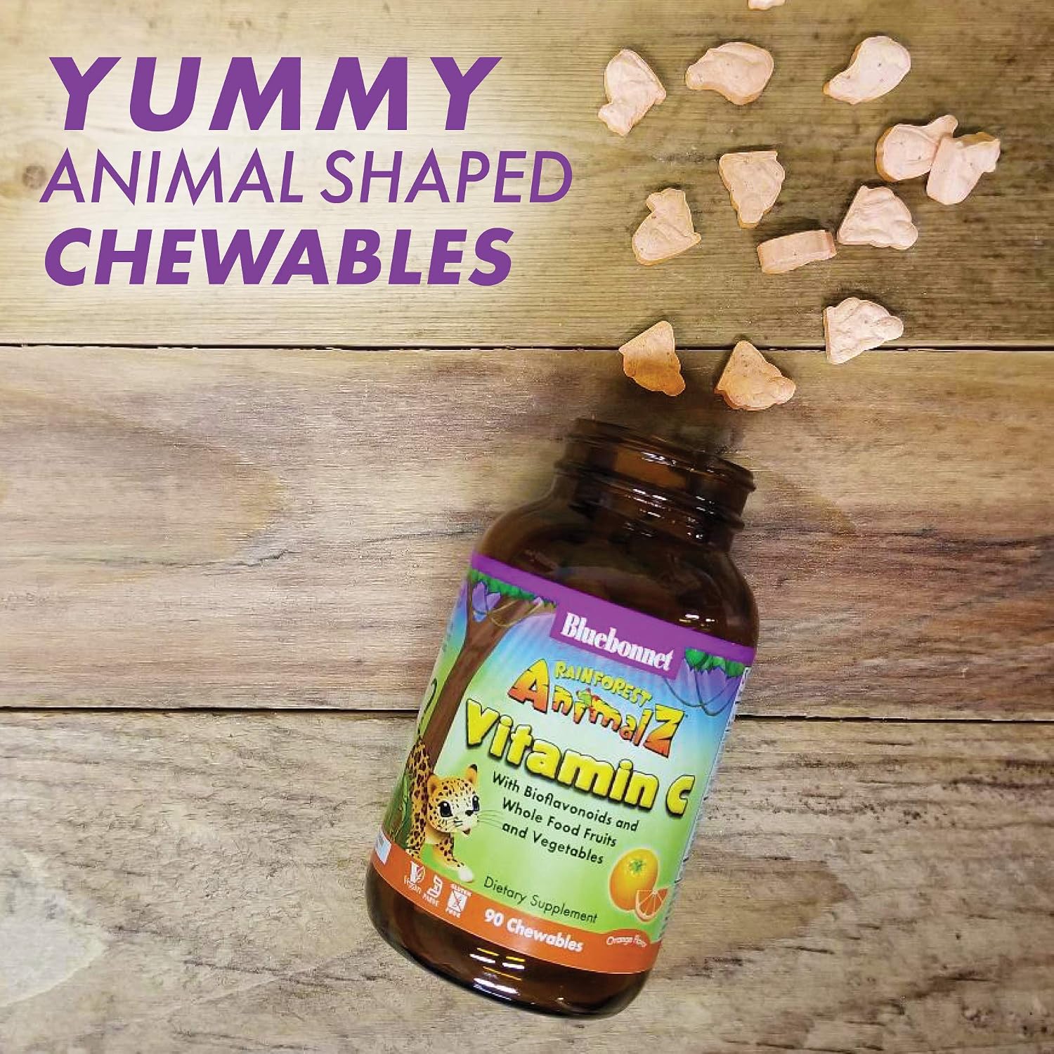 Bluebonnet Nutrition Rainforest Animalz Vitamin C, 90 Chewable Tablets - görsel 5