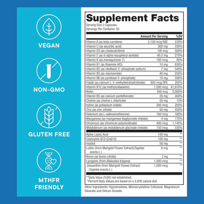 Purest Methylated Multivitamin for Men and Women | Methylated B12 1000mcg, Methylfolate, B Complex, Vitamins D, C, E, A, Biotin | Daily Methylate Multivitamin for Energy & Wellness