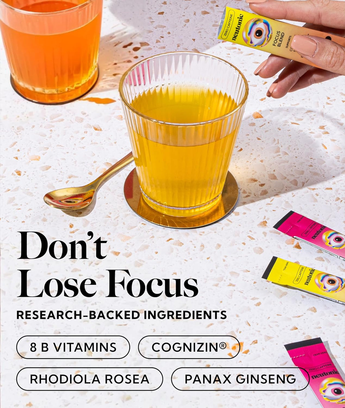 Neutonic Nootropic Focus Blend Powder - Peach Mango & Wild Berry (4 Sticks) - görsel 2