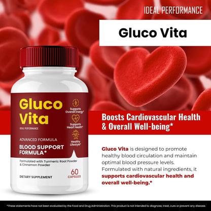 Gluco Vita Capsules - GlucoVita Support Formula - Maximum Strength All Natural (60 Capsules)