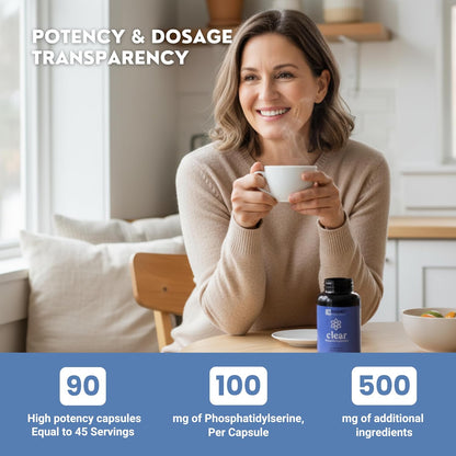 BoostCeuticals Phosphatidylserine 100mg with Ginkgo Biloba, DMAE, Gotu Kola – Cognitive Support, Memory, Focus, Stress and Cortisol Balance – 90 Capsules