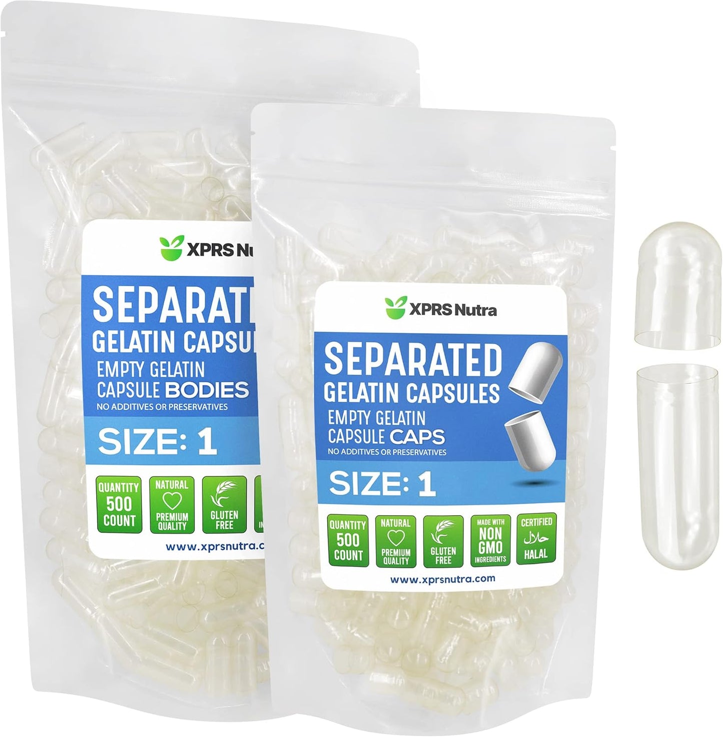 XPRS Nutra Size 1 Gelatine Separated Capsules (500 Count) - görsel 1