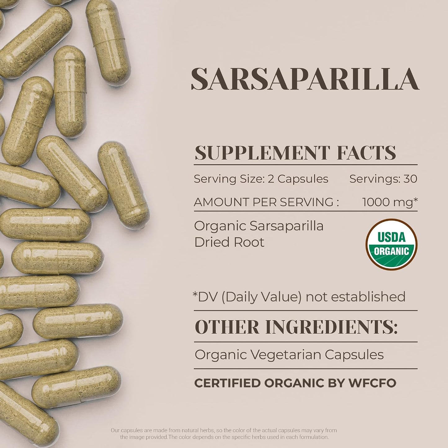 Sarsaparilla Organic 60 Capsules | High-Potency Natural Supplement - görsel 3