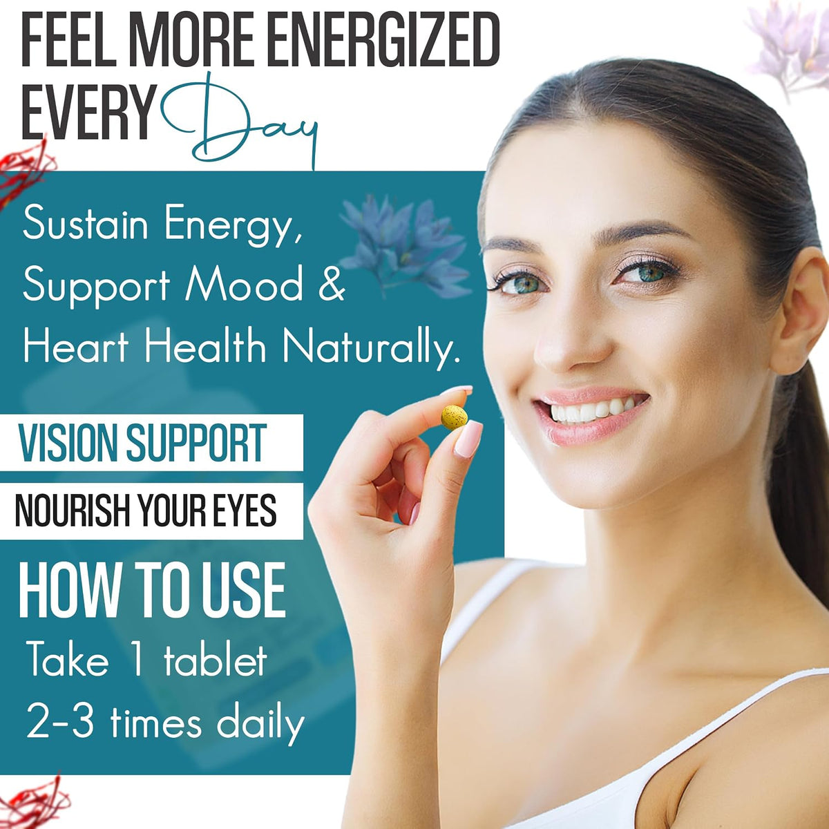 EXIR Saffron Food Supplement – Mood Support – 60 Tablets - görsel 3