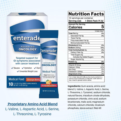 enterade Advanced Oncology Powder Packets, Orange & Berry (3 Boxes, 30 Packets)