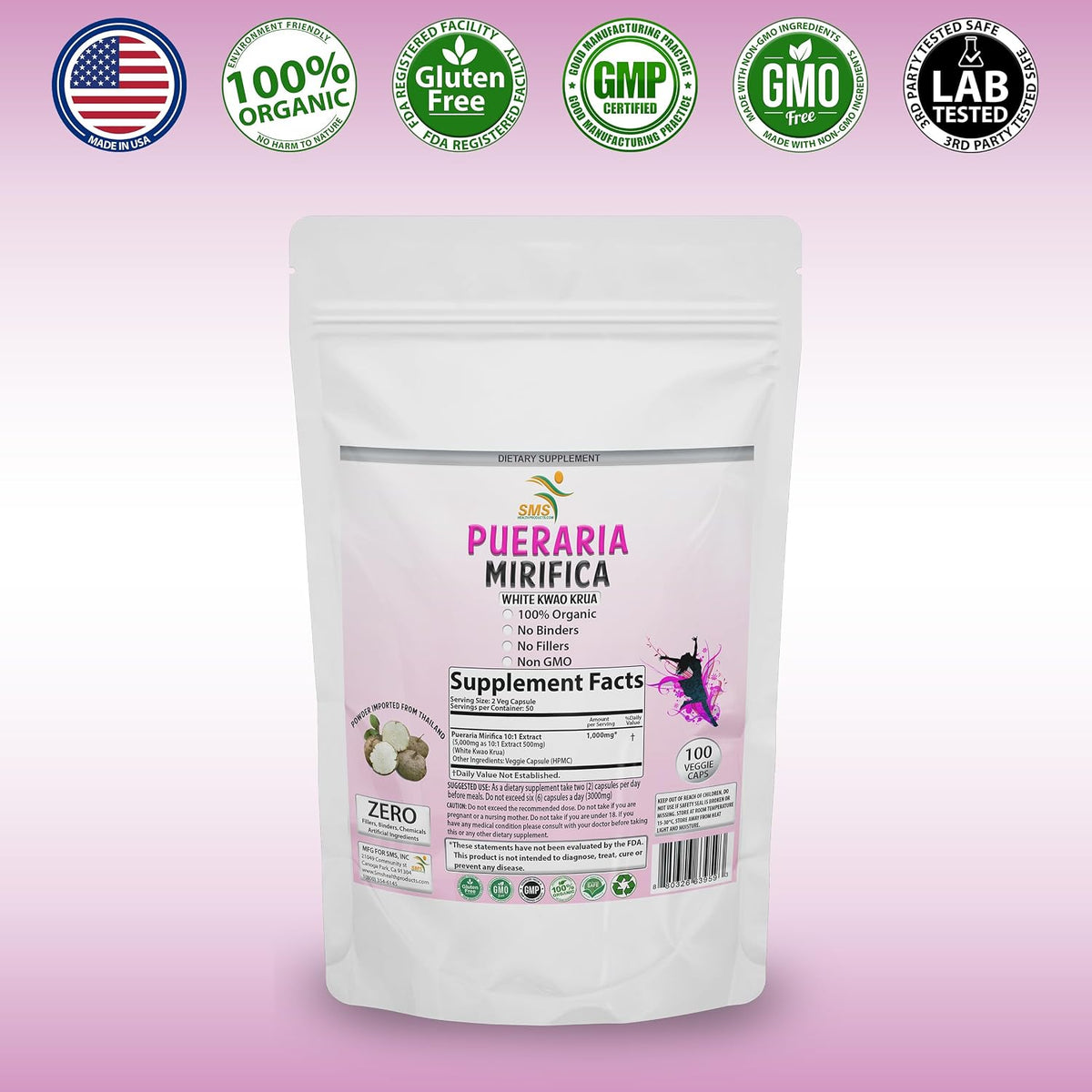 Pueraria Mirifica 10:1 Extract – 1,000 mg per Serving, 100 Capsules - görsel 6