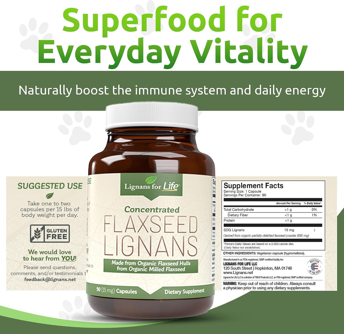 Lignans For Life Flaxseed Lignans for Dogs and People - Organic Flaxseed Supplement for Hormonal Support, 15mg, 90 Capsules - görsel 7