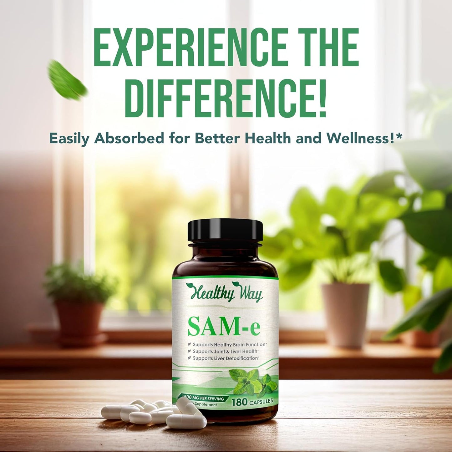 HealthyWayRx 1500mg SAM-e Supplement - S-Adenosyl-L-Methionine Capsules for Brain, Liver & Mood Support (60 Servings) - görsel 5