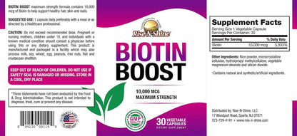 Rise-N-Shine Biotin Boost 10,000 mcg - 30 Capsules
