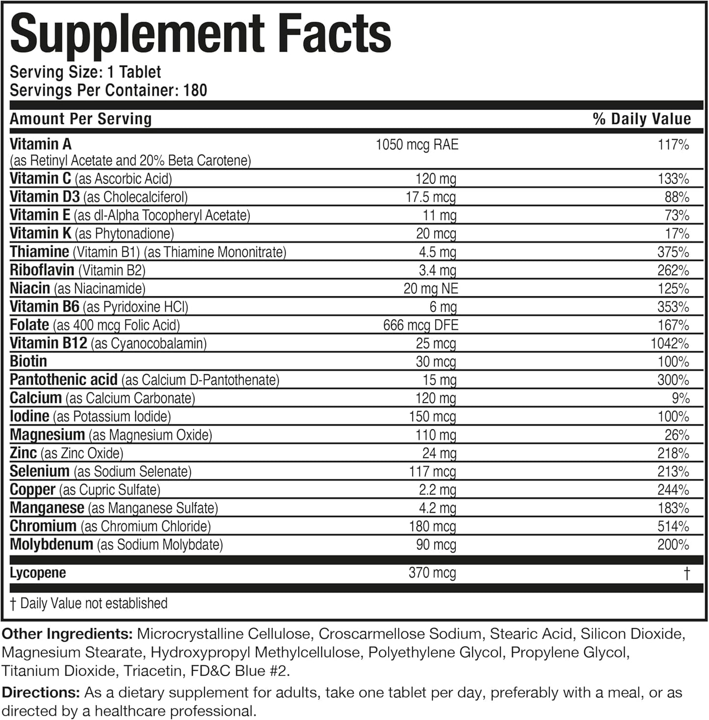 Bronson ONE Daily Mens 50+ Complete Multivitamin Multimineral, 180 Tablets - görsel 8
